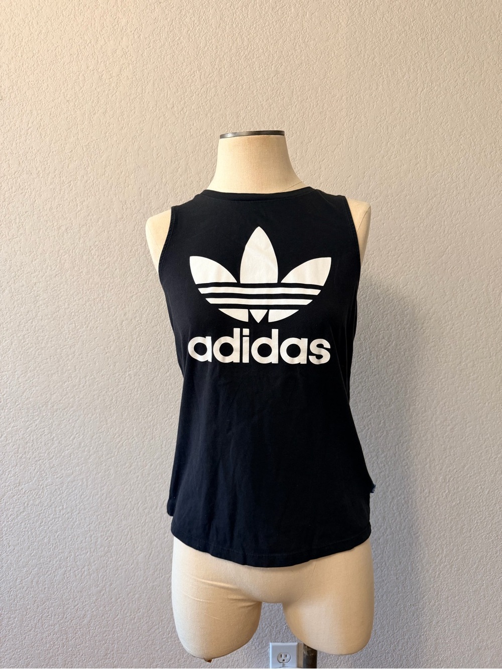 adidas Black Tank Top with White Trefoil Logo